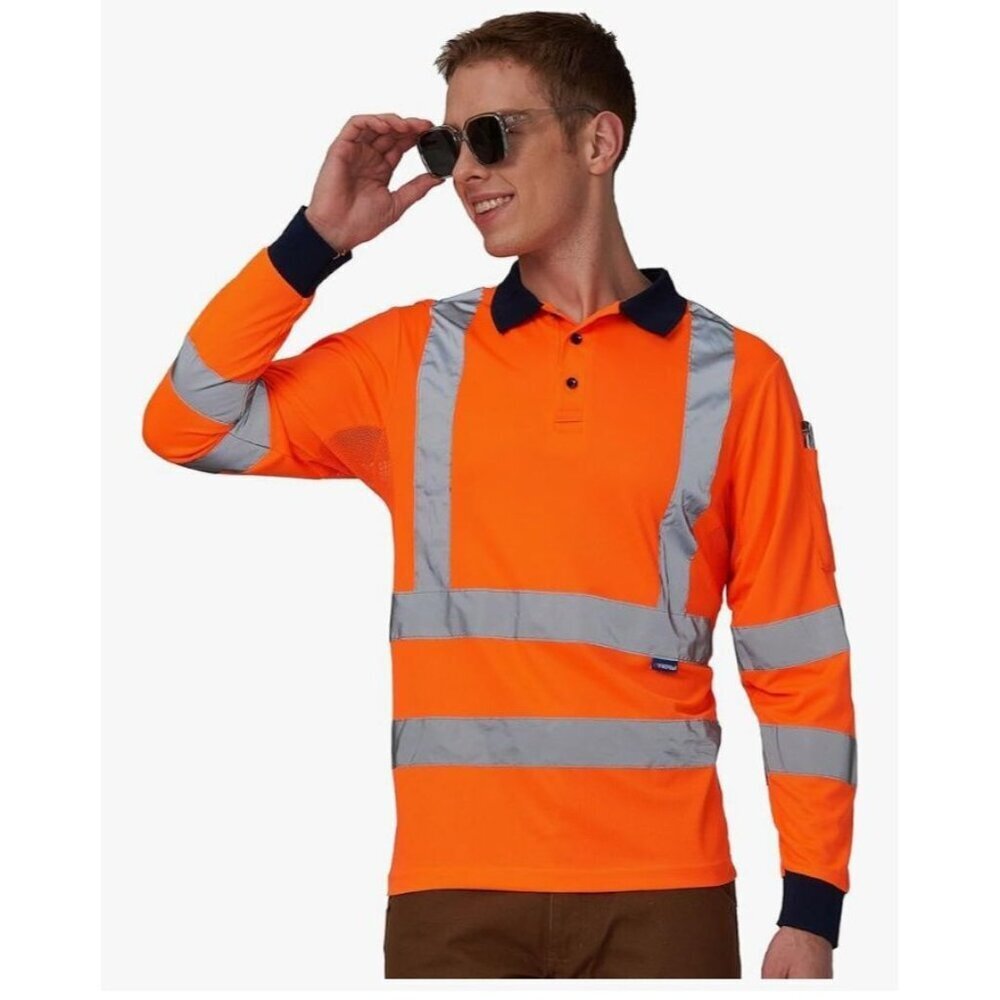 A-SAFETY Long Sleeves Hi Vis Safety Daily Work Construction Polo Shirt Size 6XL
